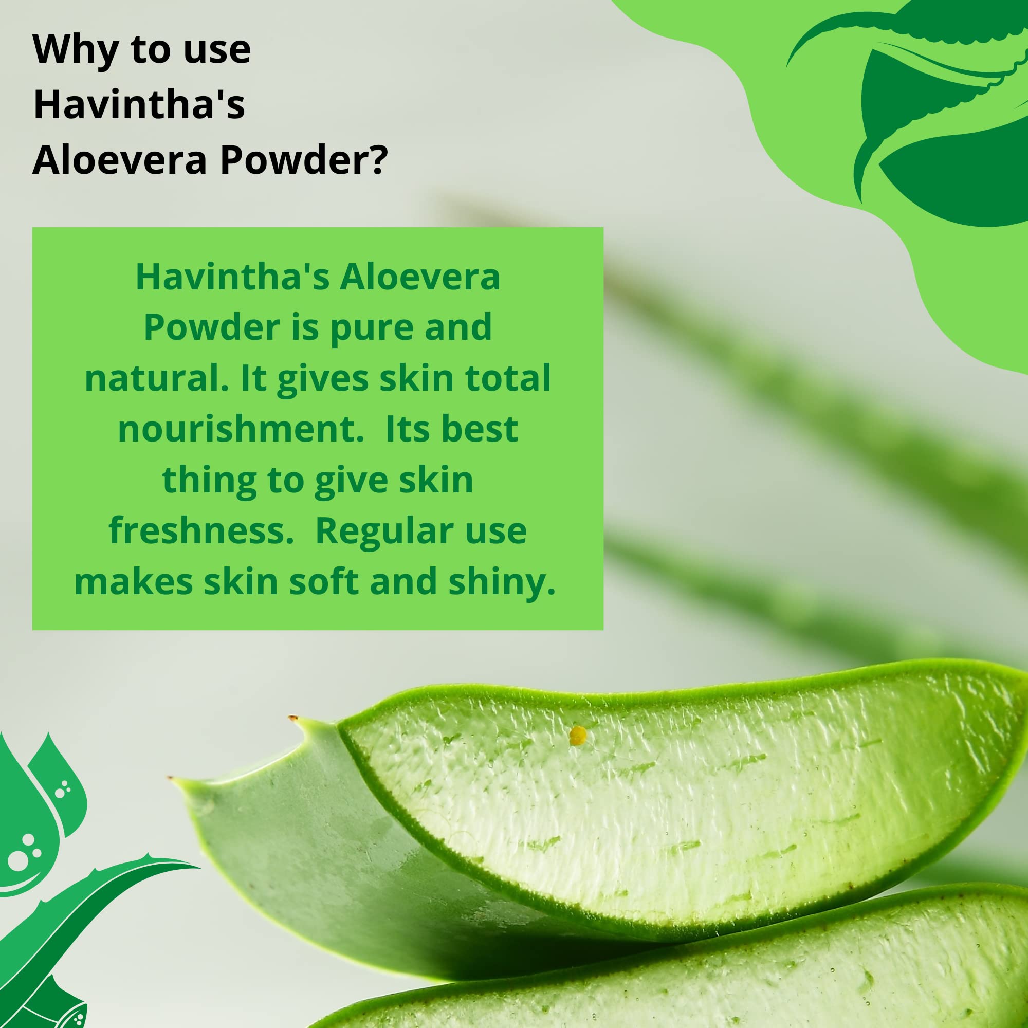 Havintha 100% Pure Aloe Vera Powder for Hair Growth & Skin Care - 8oz (227g) | Organic Face Wash, Scalp Treatment & DIY Beauty Recipes | Promotes Healthy Hair & Glowing Skin