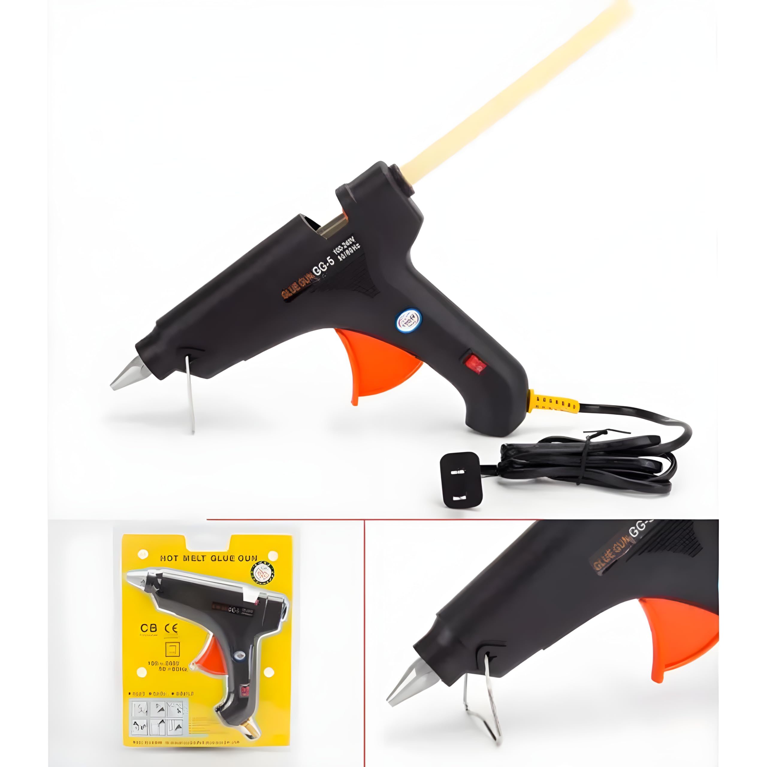 60W High-Temperature Glue Gun with On/Off Switch & LED Light - Heavy Duty for DIY Crafts, Home Repairs, Woodworking, Metal, Plastic, and Toy Fixing - Ergonomic Grip Design - Compatible with 7mm Glue Sticks - Perfect for Arts & Crafts, Home Improvement, and Hobby Projects