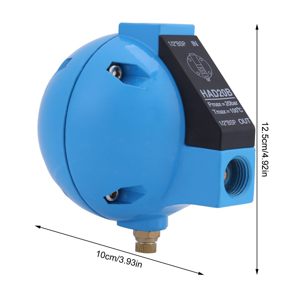 1/2BSP Round Float Drain Valve HAD20B - 400L/H 20Bar Automatic Condensate Drain for Compressed Air Systems | Industrial Air Compressor, HVAC & Pneumatic Equipment Use