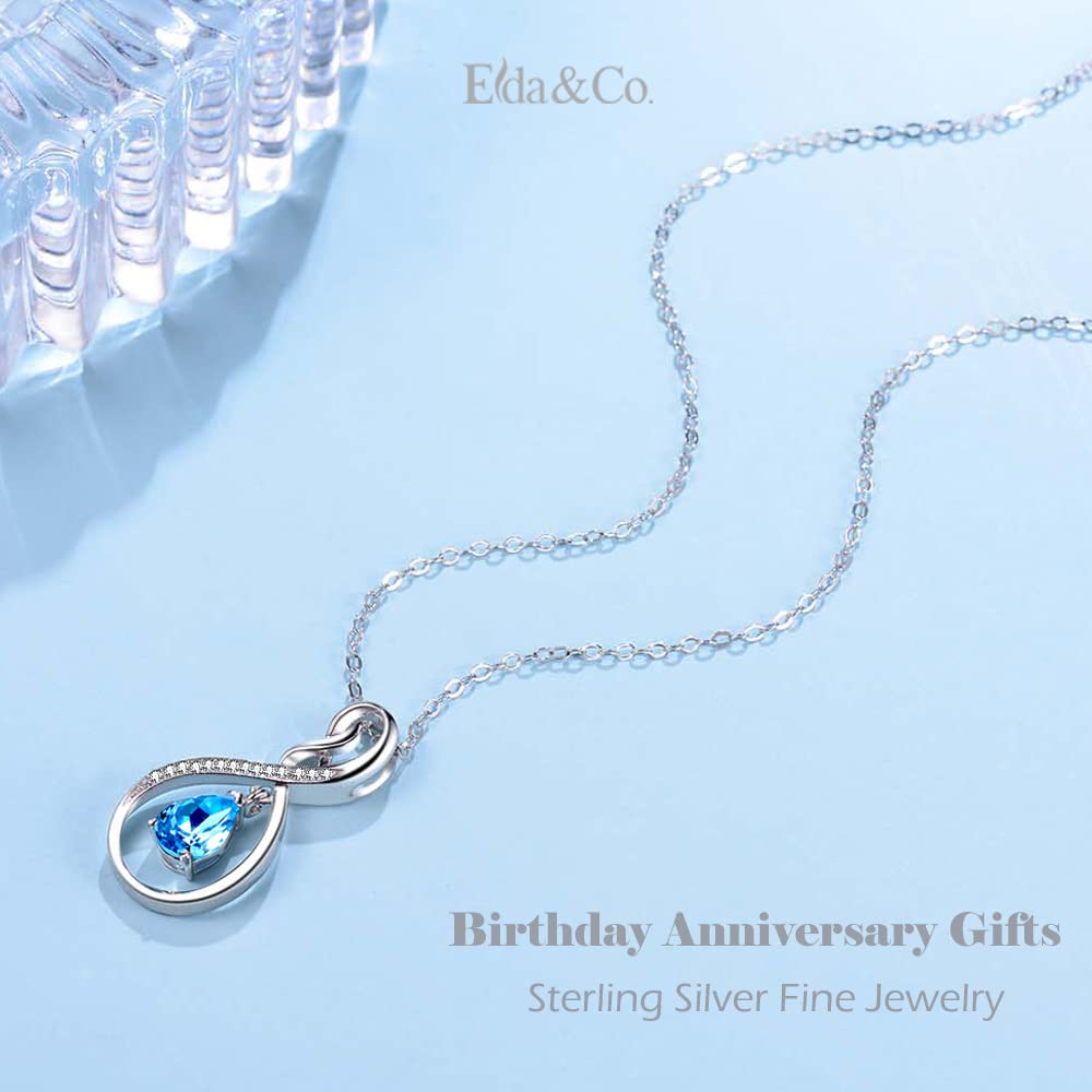 Forever Love Infinity Necklace for Women - 925 Sterling Silver with March April May Birthstones (Aquamarine, Emerald & More) | Thoughtful Birthday Gift for Wife, Mom & Her | Perfect for Anniversaries, Valentine's Day & Special Occasions