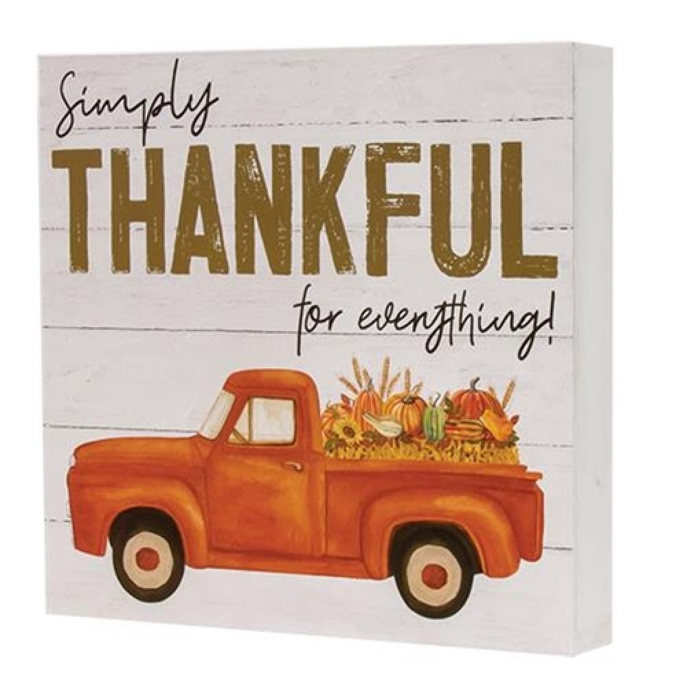 Simply Thankful Truck Box Sign - Rustic Wooden Home Decor for Farmhouse, Thanksgiving & Christmas - Perfect for Fireplace Mantel, Shelf & Entryway Decor
