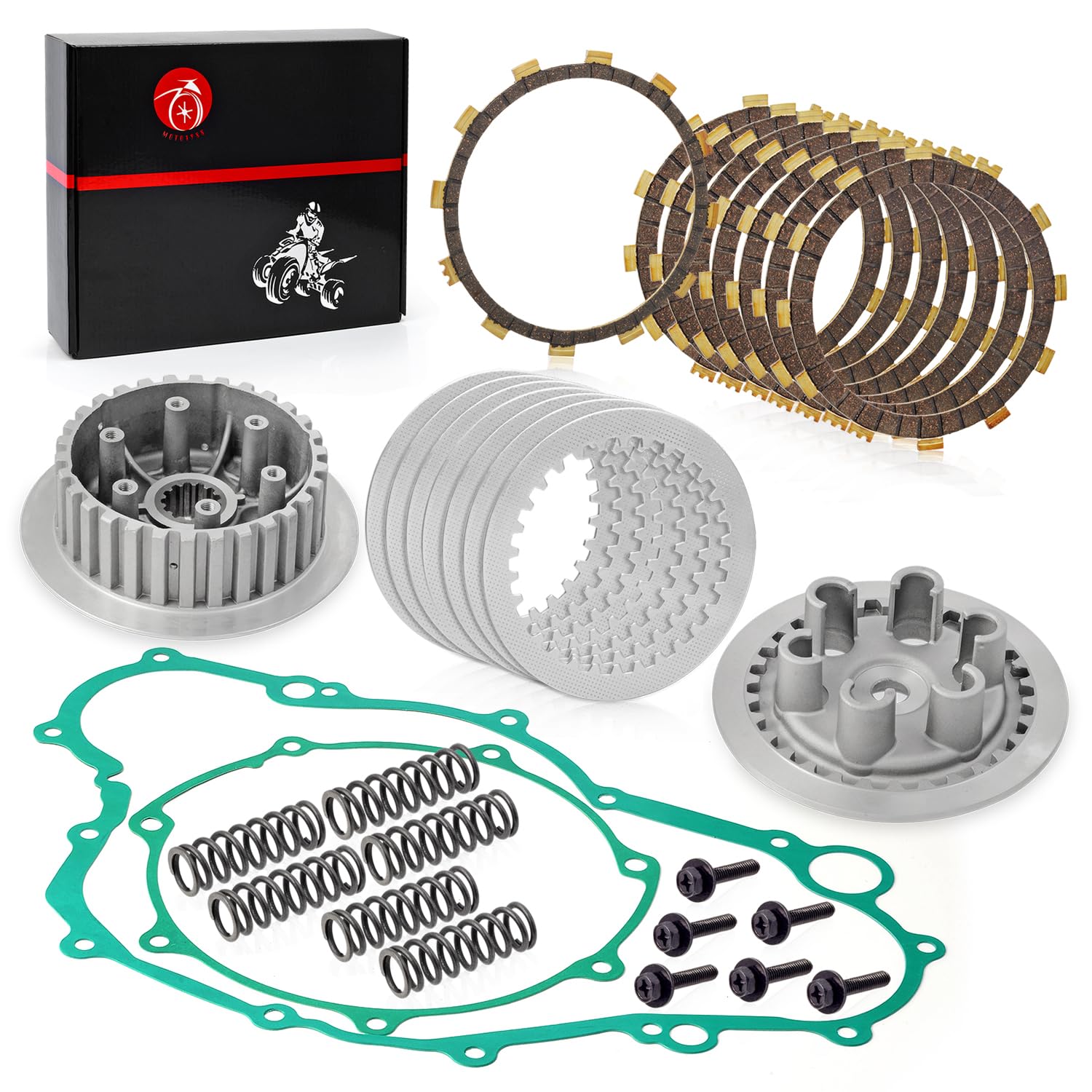 Yamaha YFZ450 Clutch Kit with Center Inner Hub & Outer Pressure Plate - Compatible with 2006-2013 Models (5TG-16351-00-00, 5TA-16371-20-00) - Perfect for Off-Road Racing & ATV Maintenance