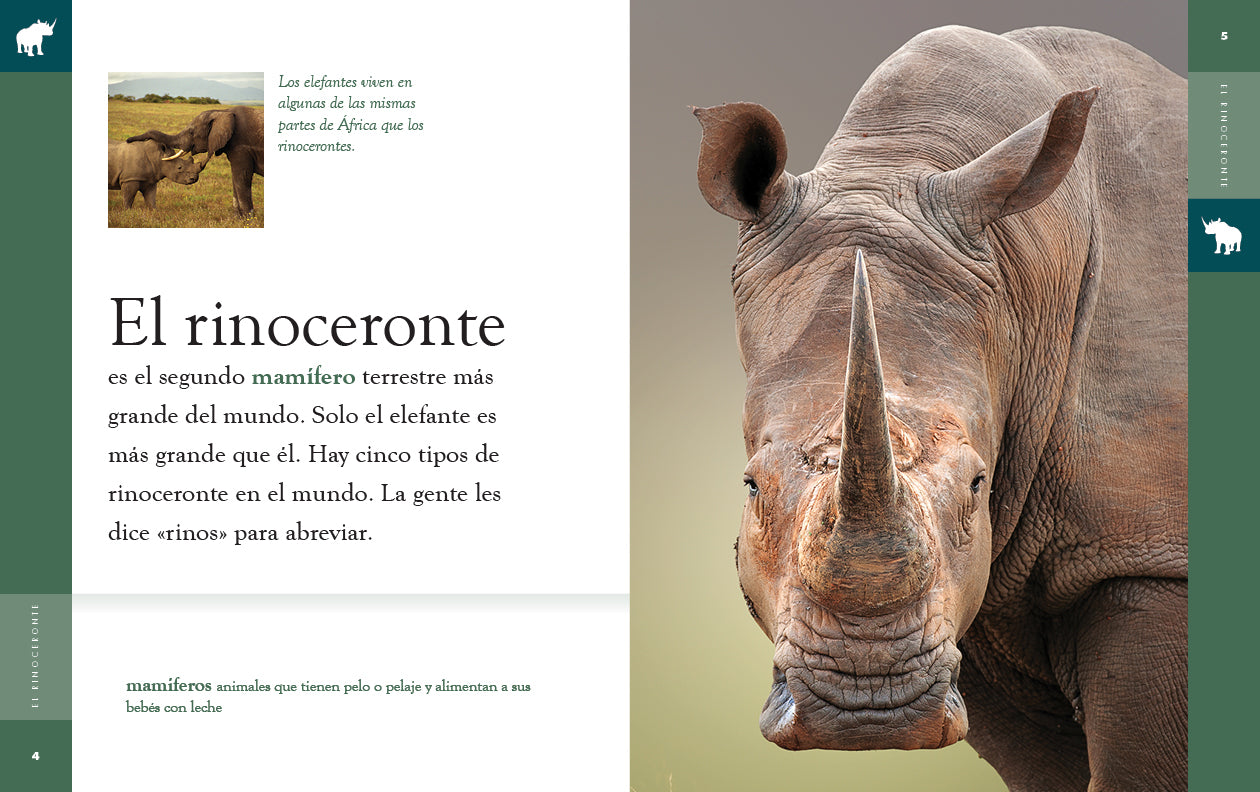 El Rinoceronte 9781640266797 - Rhinoceros Book for Kids, Wildlife Education & Animal Facts - Perfect for Classroom Learning & Nature Enthusiasts