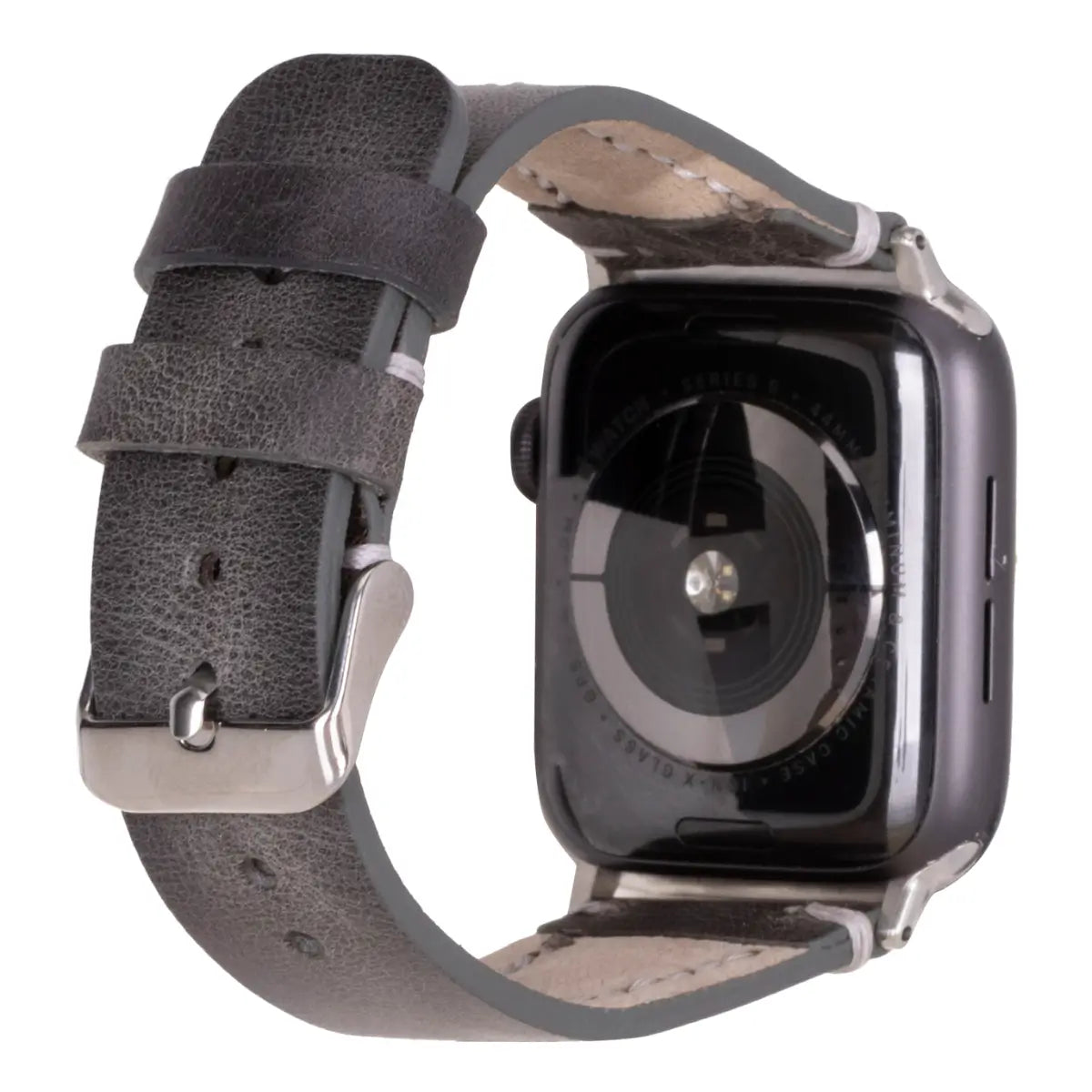 Premium Burnished Gray Leather Sport Band for Apple Watch – Durable & Stylish for Workouts, Running & Everyday Wear (Avila Design)