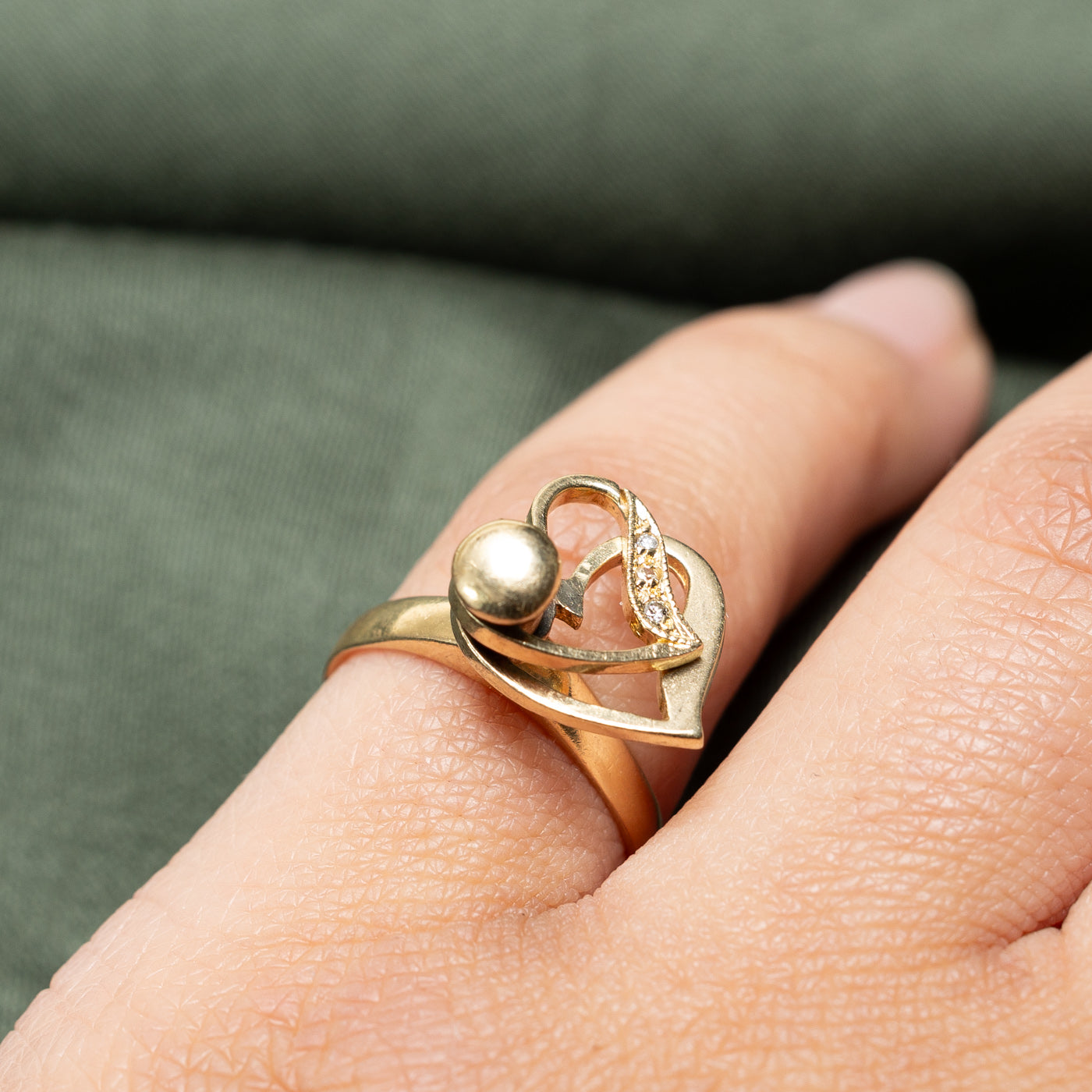 0.02ctw Spinning Hearts Diamond Ring - Size 5.5 | Elegant Promise Ring for Women | Perfect for Anniversaries, Engagements & Valentine's Day Gifts