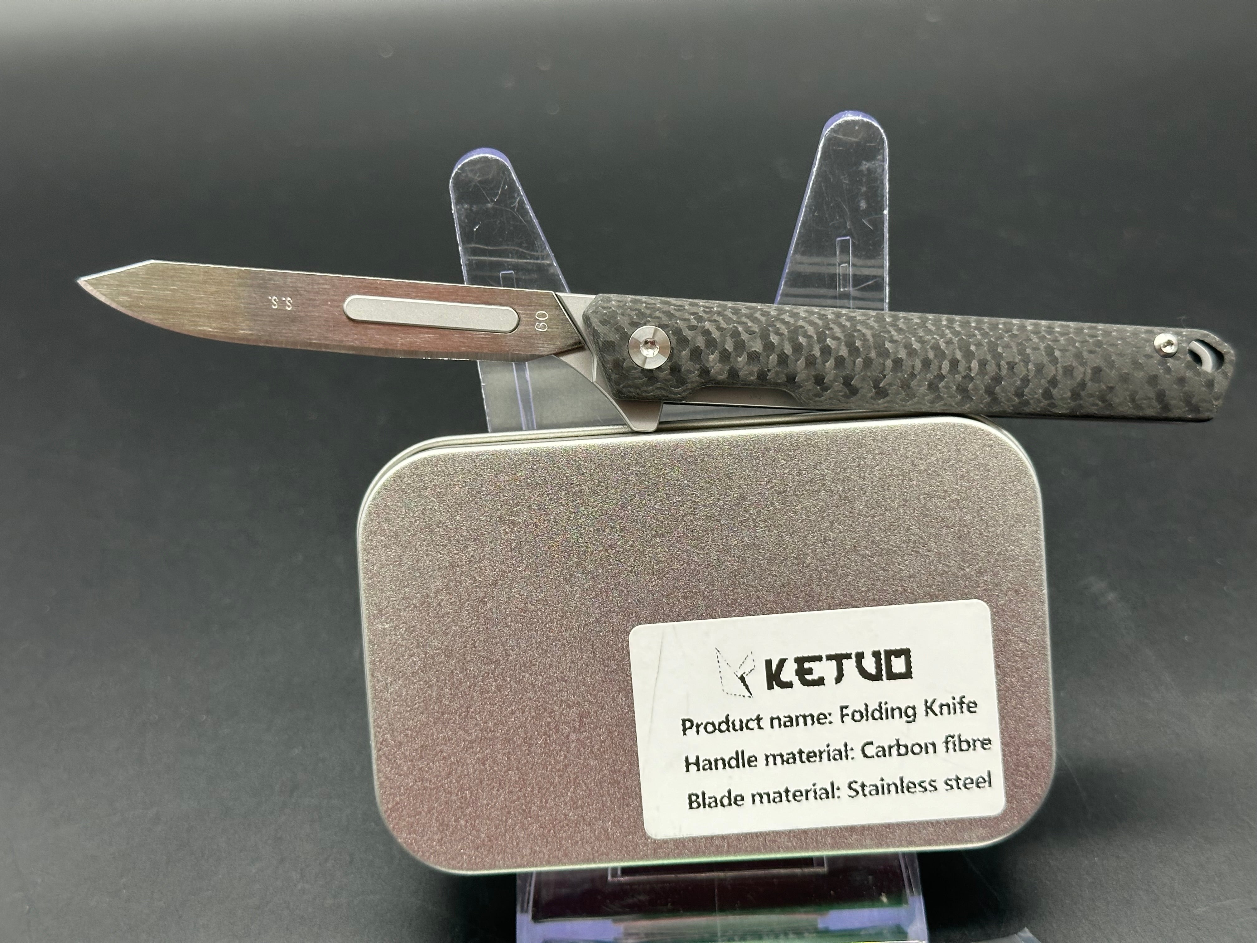 Ketuo Folding Scalpel with Carbon Fiber Handle & 10 Replacement Blades - Precision Surgical Tool for Medical, First Aid, and Crafting Use