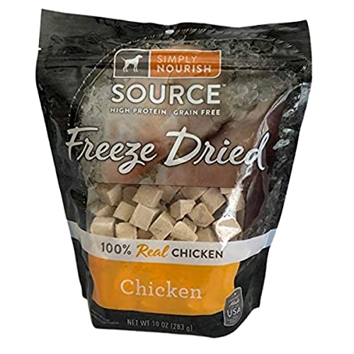 SIMPLY NOURISH Freeze Dried 100% Real Chicken Dog Treats - 10oz (283g) Bag - Healthy Training Rewards & Natural Protein Snacks for Dogs