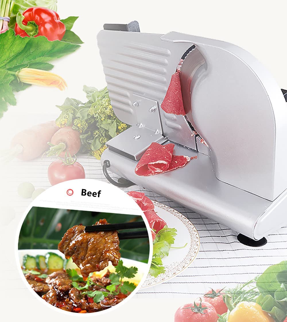 Commercial Electric Meat Slicer - Adjustable Thickness 0-20MM for Frozen Beef, Lamb, Bread | Heavy Duty Kitchen Appliance for Deli, Restaurant & Home Use