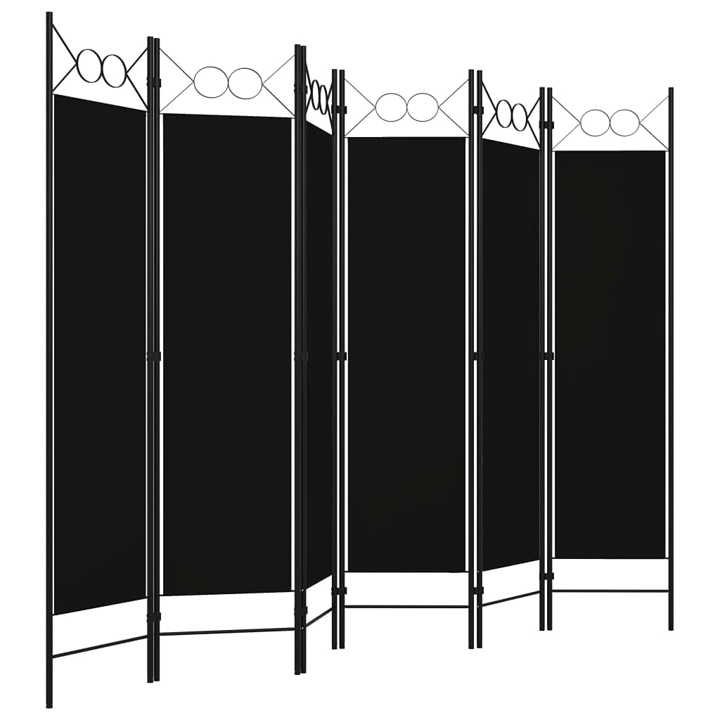 6-Panel Black Room Divider Screen - 94.5