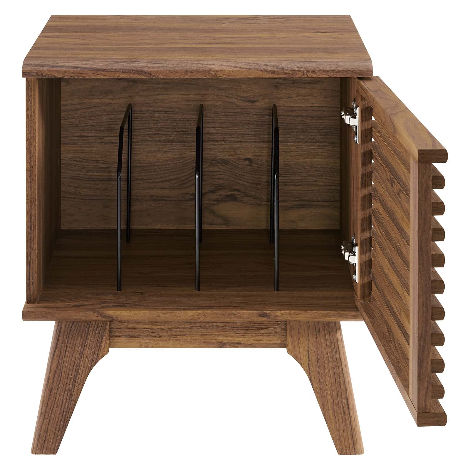 Modern Brown Walnut Wood Sofa Side Table Display Stand - Contemporary End Table for Living Room, Lounge, Hotel & Hospitality Decor