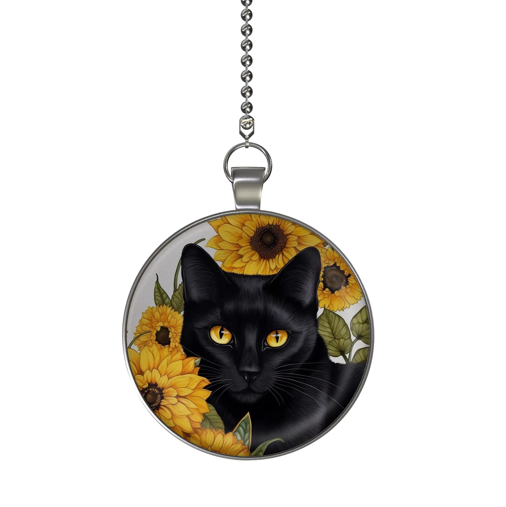 Black Cat Sunflower Ceiling Fan Pull Chain - Home Decor
