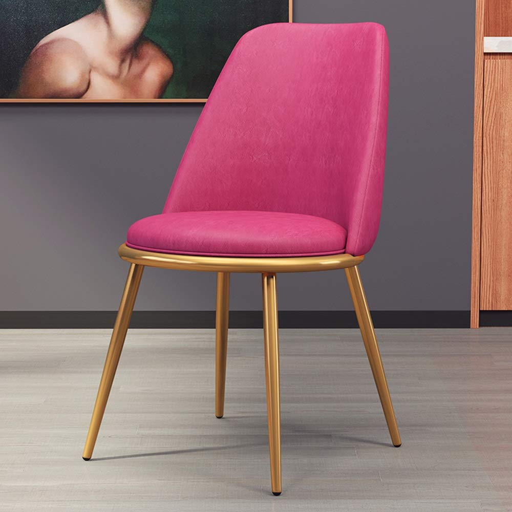 Ergonomic High Back Restaurant Chair - PU Leather Desk Chair for Home Office, Living Room & Bedroom - Comfortable Armless Leisure Chair in Pink | Perfect for Dining, Working & Relaxing