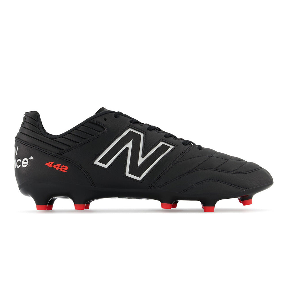 New Balance 442 V2 Pro D FG Football Boots for Men - Black/White/Red - Lightweight Soccer Cleats with Firm Ground Studs - Perfect for Competitive Matches and Training Sessions
