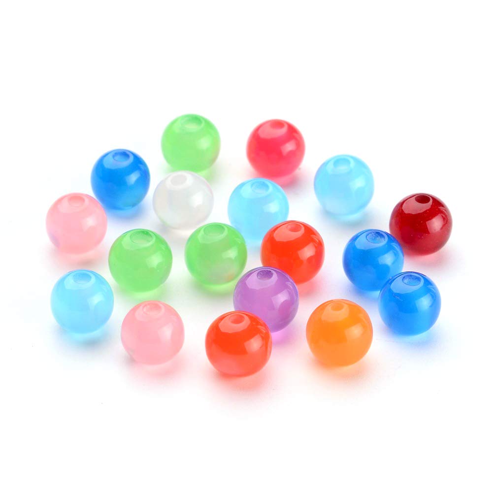 Craftdady 100pcs 8mm Resin Round Beads - Imitation Cat Eye Loose Beads Mixed Colors for DIY Jewelry Making (2mm Hole) - Perfect for Bracelets, Necklaces, and Earrings Crafting