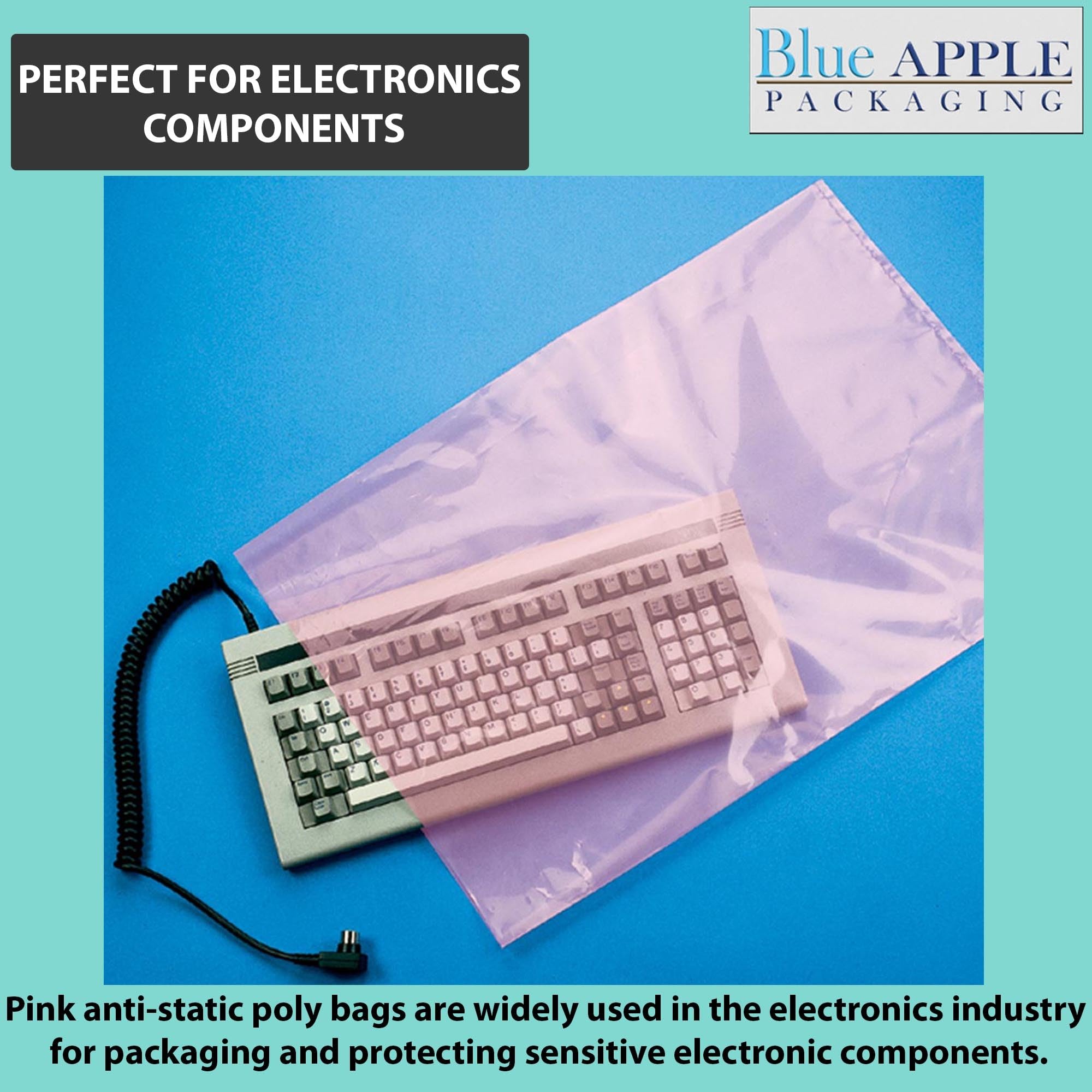 Pink Anti-Static Plastic Flat Bags - 3x5 Inches, 2 Mil Thick (Pack of 100) | Heavy Duty Heat Sealable Packaging Bags for Small Parts, Jewelry & Crafts | Perfect for Ecommerce, Retail & Small Business Product Protection