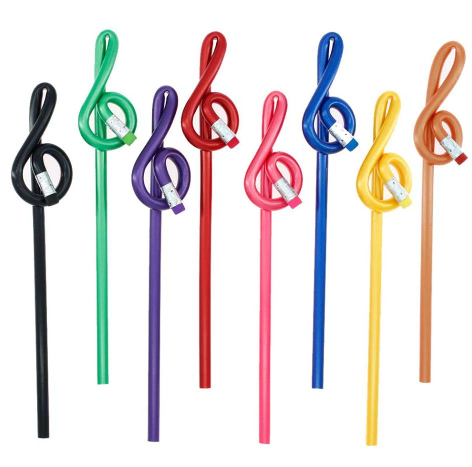 9-Piece Treble Clef Pencils | Bendable Music G-Clef Pencils for Office & School | Fun Musical Notation Writing Supplies | Perfect Gift for Musicians & Students | Great for Music Lessons, Note-Taking & Creative Writing