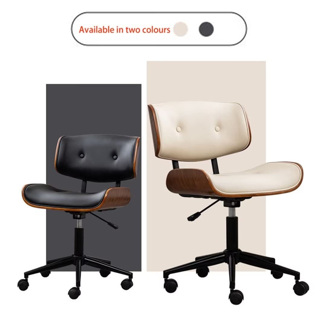 Ergonomic Home Office Chair with Wheels - Adjustable Height, Soft Upholstered Seat, Swivel Mid-Back Computer Desk Chair (White) - Perfect for Remote Work, Gaming & Study Sessions