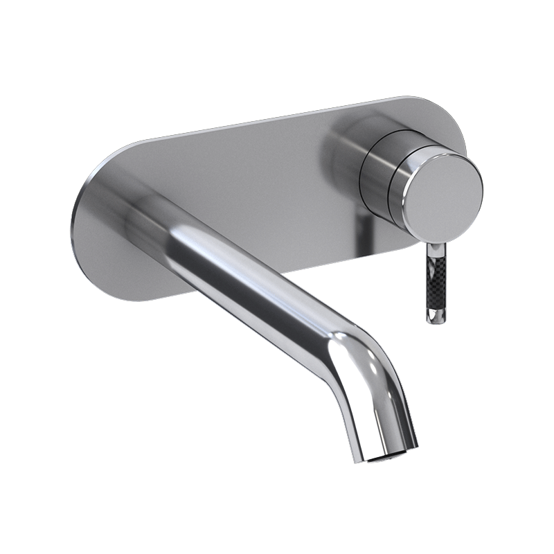 Rubi Vertigo C Wall Mounted Bathroom Faucet with Drain - Matte Black/Chrome Finish for Modern Sink Vanity - Perfect for Home, Hotel & Commercial Use