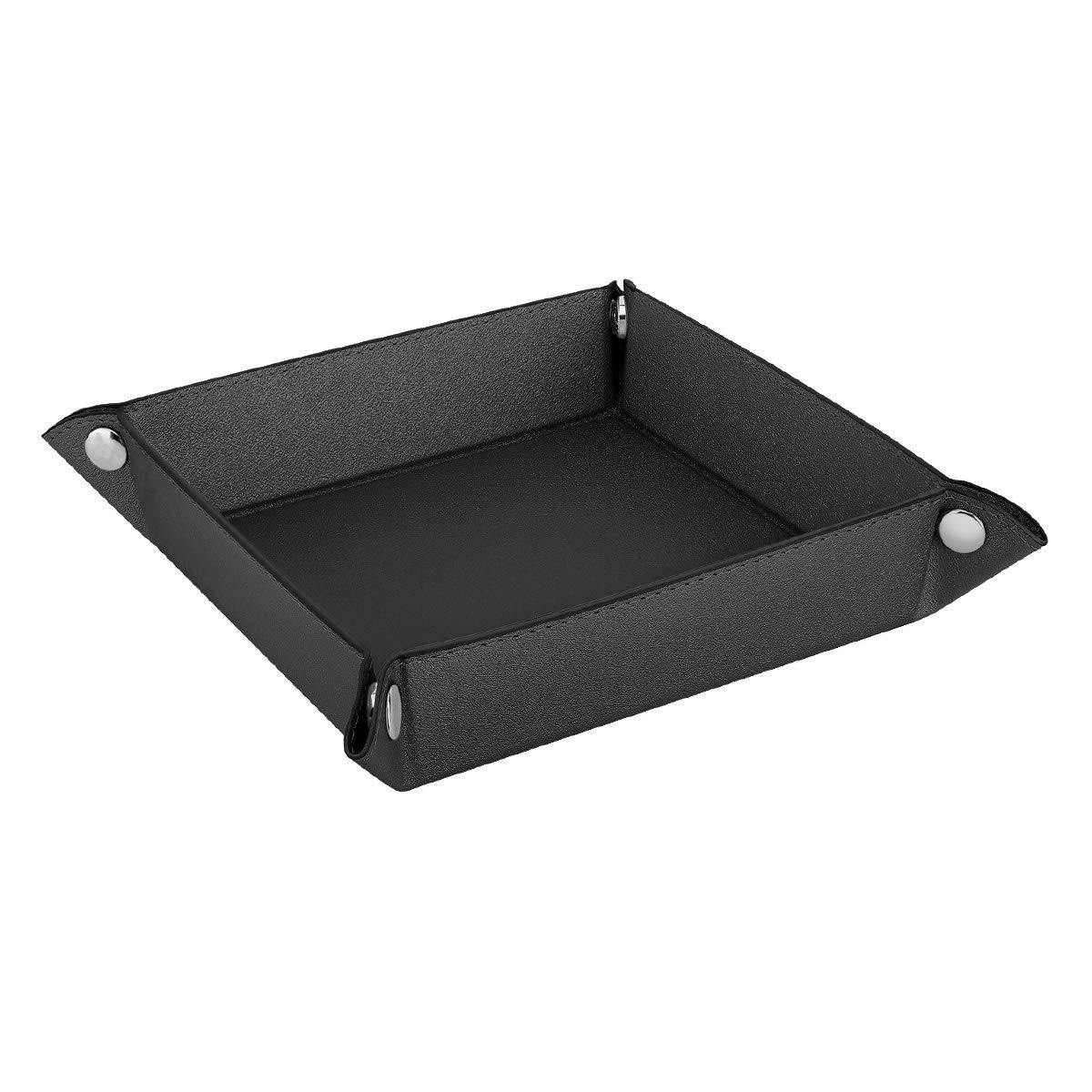 Premium PU Leather Valet Tray for Men & Women - Organizer Tray for Wallet, Keys, Coins, Jewelry & Phone - Elegant Entryway, Bathroom & Desktop Storage Solution - Black