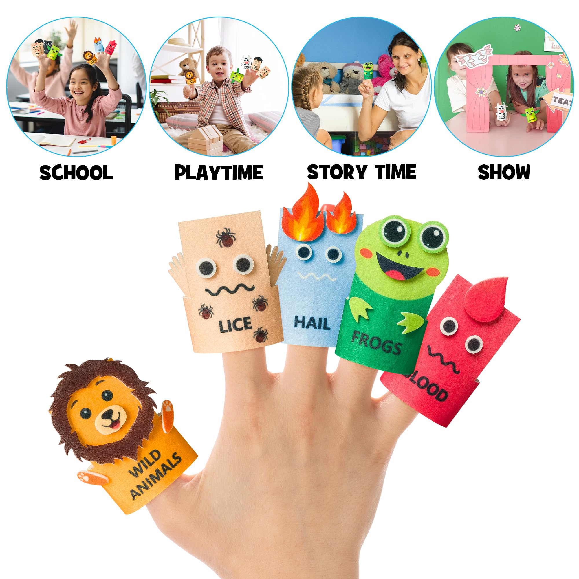 30pcs DIY Passover Plagues Finger Puppet Kit - Creative Ten Plague Felt Hand Puppets for Kids, Jewish Pesach Seder Art Craft Supplies | Fun Storytelling & Educational Activity for Children's Holiday Celebrations