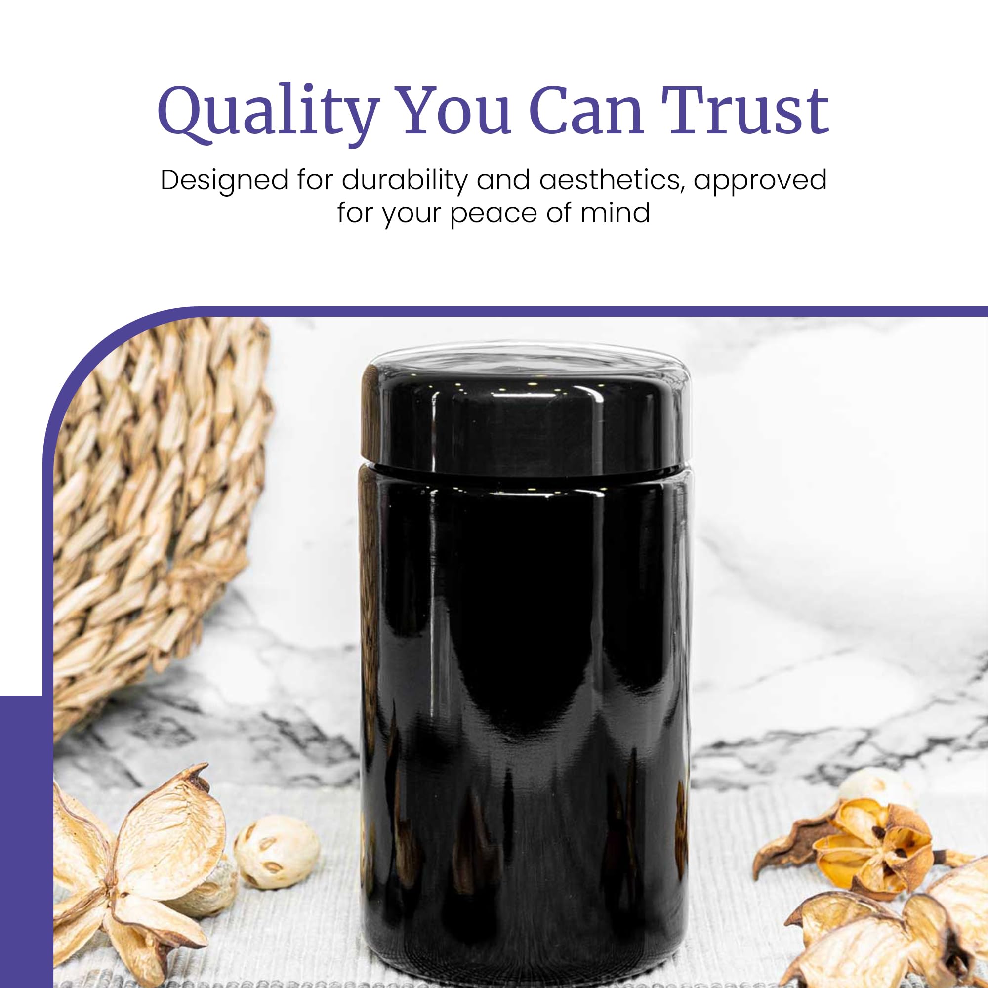 Infinity Jars 200ml (6.7oz) Black Glass Jar with Screw Top Lid - UV Protection, Airtight, Smell Proof Container for Coffee, Tea & Dry Food Storage | Ideal for Kitchen, Pantry & Long Term Food Preservation (Pack of 10)