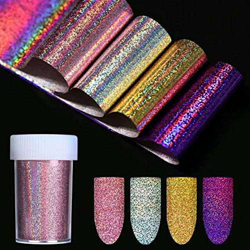 10 Pack Metallic Nail Foil Stickers - 4CM x 10CM Colored Transfer Foils for Nail Art Decoration | DIY Manicure, Salon Nails, Party Glam Looks