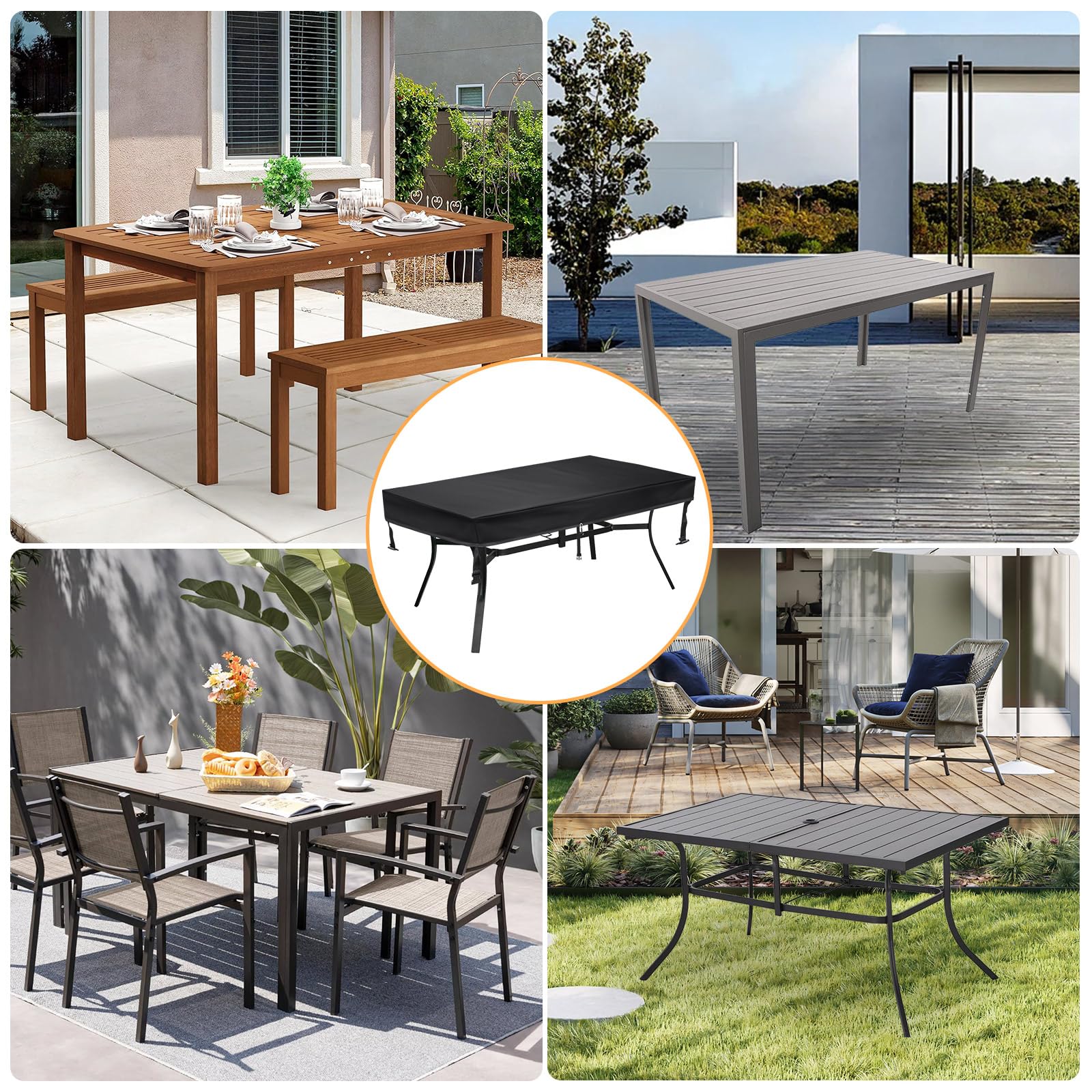 Waterproof Outdoor Dining Table Cover 60x35 Inches - UV Resistant Patio Furniture Protector for Round or Rectangle Tables - Perfect for Backyard, Deck, and Garden Use