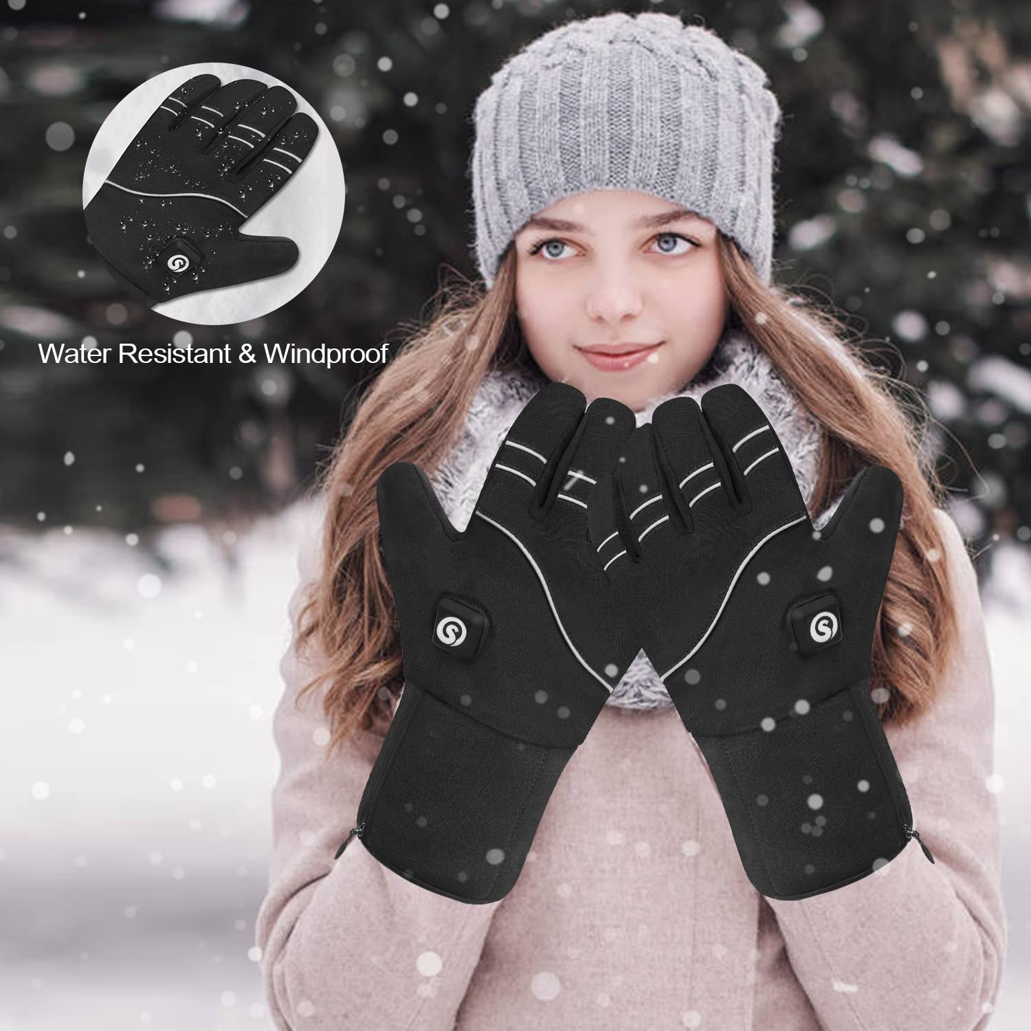 SAVIOR HEAT Rechargeable Heated Gloves for Men & Women - Thin Electric Battery-Powered Winter Gloves for Cycling, Motorcycle, Hiking, Camping, Hunting & Work - Perfect for Cold Weather Outdoor Activities