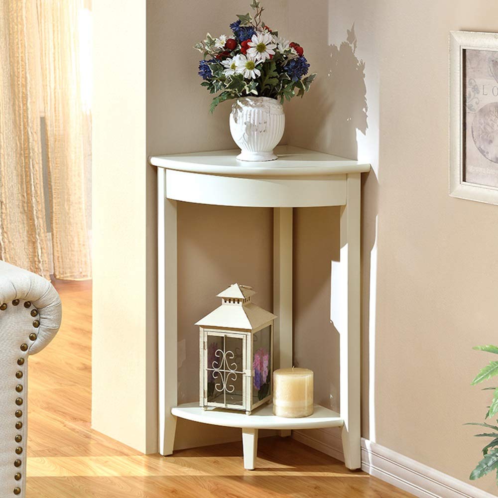 Stylish Small White Side Table for Living Room, Bedroom, Bar & Hotel - Solid Wood Legs - Perfect for Coffee, Books & Decor