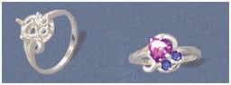6mm Trillion Cut Solid Sterling Silver or 14kt Gold Double Accented Pre-Notched Blank Ring Size 7 Setting 163883/143883 - Perfect for Jewelry Making, Engagement Rings & Custom Wedding Bands