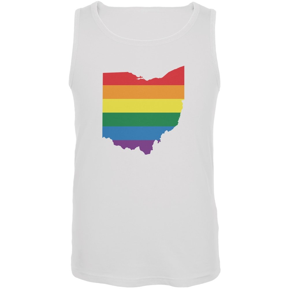 Old Glory Ohio LGBT Gay Pride Rainbow White Adult Tank Top - X-Large | Comfortable & Stylish Unisex Sleeveless Shirt for Pride Parades, Festivals & LGBTQ+ Events