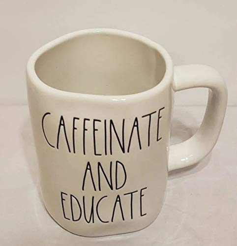 Rae Dunn Caffeinate and Educate Coffee Mug - Limited Edition 2021 - Perfect for Tea, Soup & Hot Beverages - Ideal for Teachers, Coffee Lovers & Home Use
