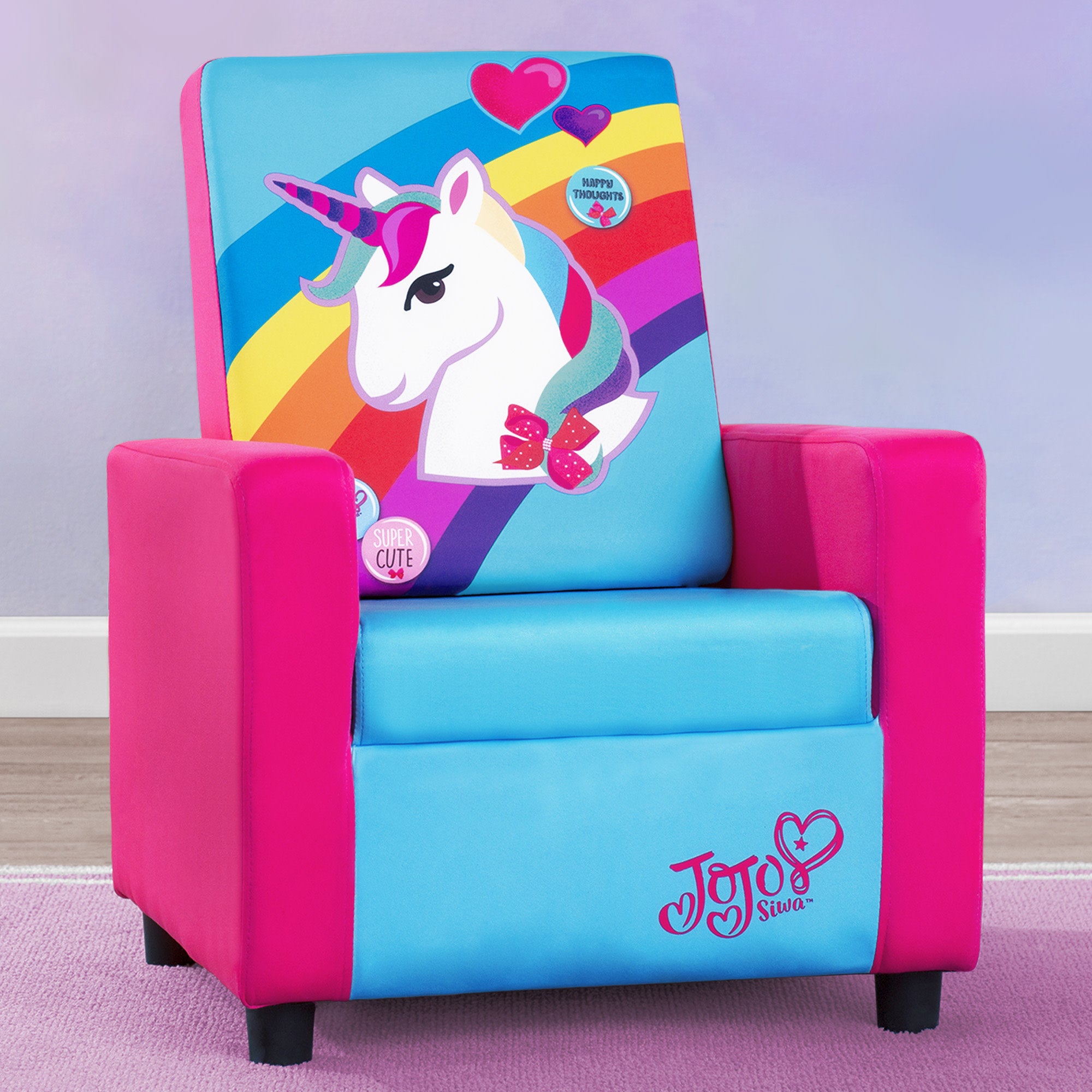 JoJo Siwa High Back Upholstered Chair for Kids - Stylish & Comfortable Desk Chair for Bedroom, Study Room & Playroom - Perfect Gift for Girls & Teens