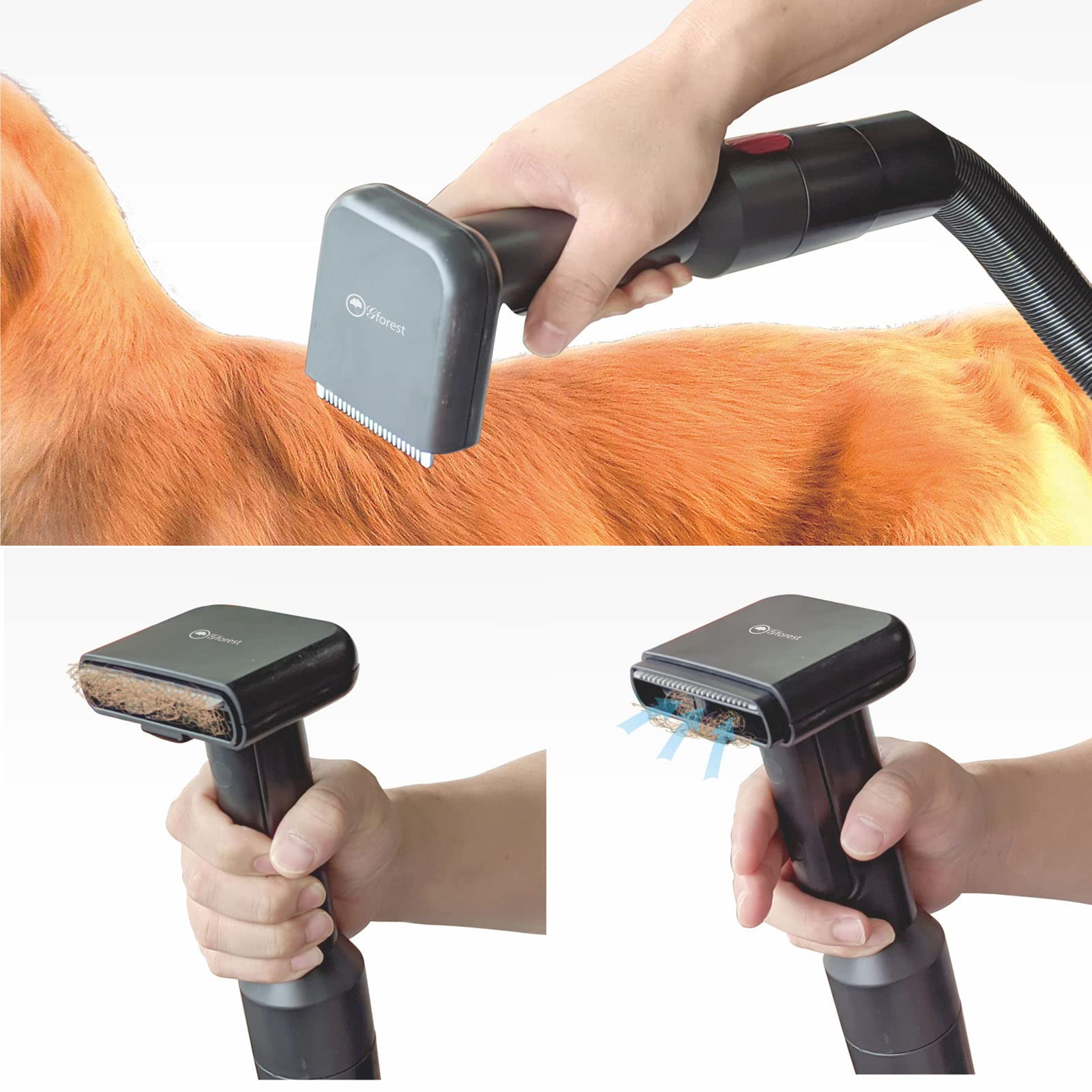 Pet Vacuum Grooming Brush - Deshedding Tool for Dogs & Cats with Hair Comb Attachment | Perfect for Home Grooming & Reducing Pet Hair on Furniture