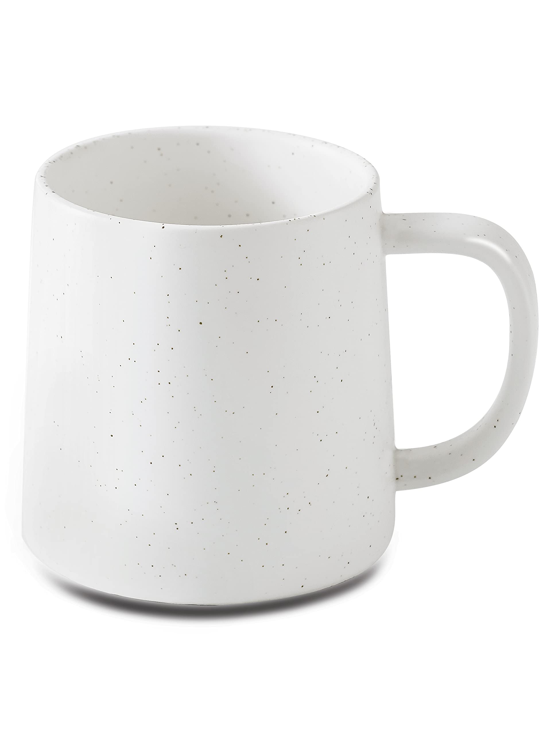 16 Oz Matte White Speckled Ceramic Coffee Mug - Single Solid Color Coffee Cup for Home, Office & Gifts - Perfect for Hot Drinks, Tea & Daily Use