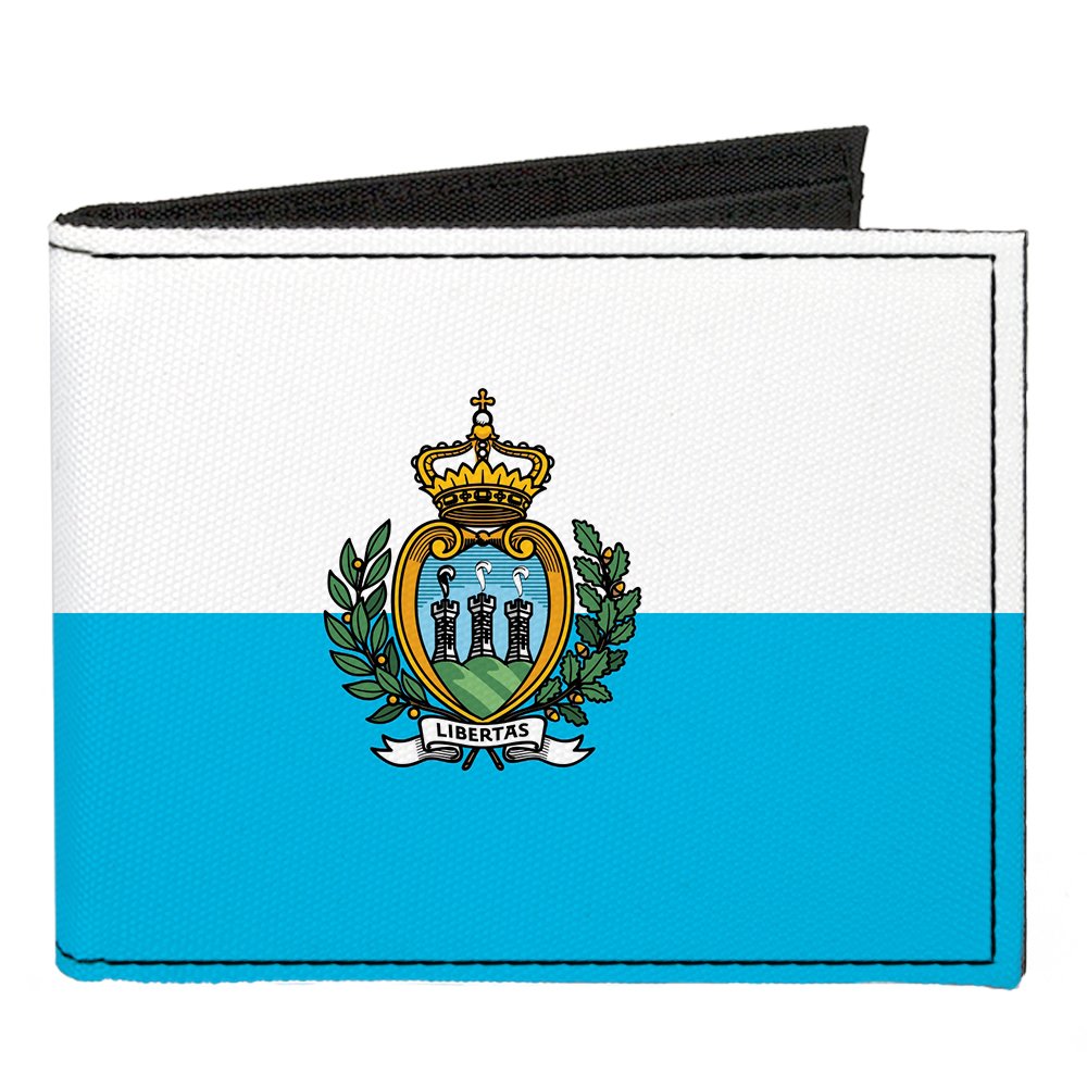 Buckle-Down Canvas Bi-fold Wallet with San Marino Flag Design - Durable RFID Blocking Men's Wallet for Travel, Everyday Carry & Gift Giving