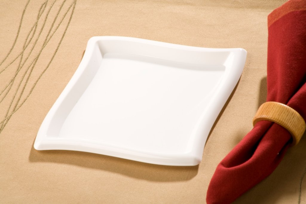 Koyal 6.5-Inch Square Waves Salad Plates - Set of 120 White Porcelain Appetizer Dishes - Perfect for Restaurants, Catering, Weddings & Party Decor