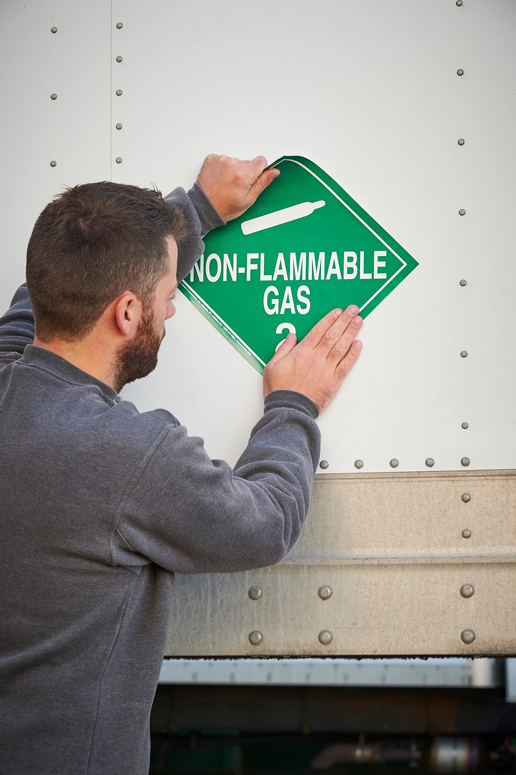 DOT Compliant Division 2.2 Non-Flammable Gas Placard - 25-Pack 10.75x10.75 Inch Removable Self-Adhesive Vinyl Labels | Temporary Hazardous Material Signage for Transport & Storage | J.J. Keller & Associates