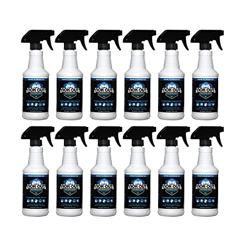 Nok Out Odor Eliminator Spray - 16oz Pet Deodorizer & Stain Remover (12-Pack) - Eliminates Pet, Smoke & Household Odors - Perfect for Carpets, Litter Boxes & Pet Beds