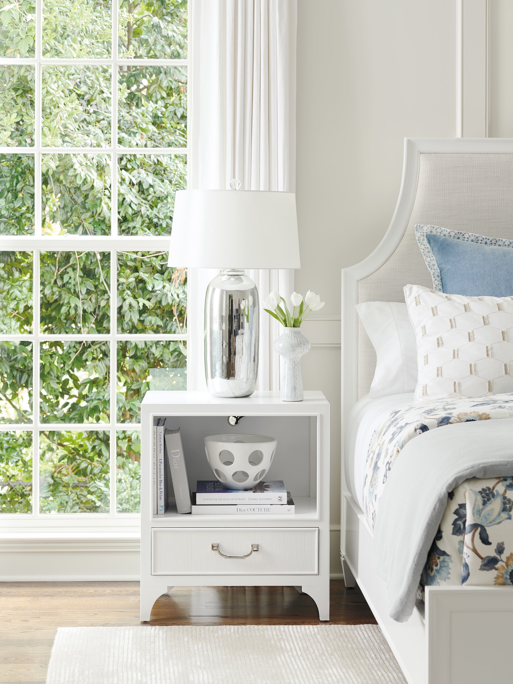 Abbey Springs Night Stand - Modern Alabaster Finish Bedside Table for Bedroom, Living Room & Guest Room - Perfect for Lamps, Books & Decor
