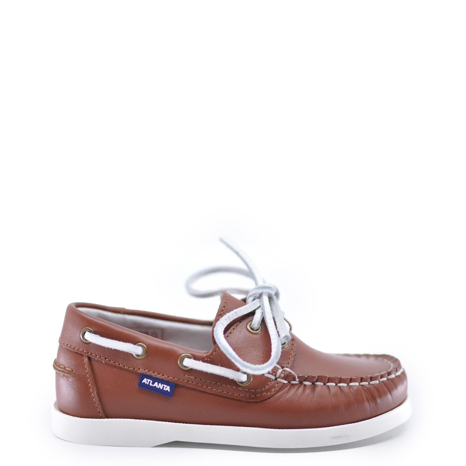 Men's Atlanta Moccasin Brown Leather Boat Shoes - Comfortable Slip-On Loafers for Casual Wear, Sailing & Outdoor Activities