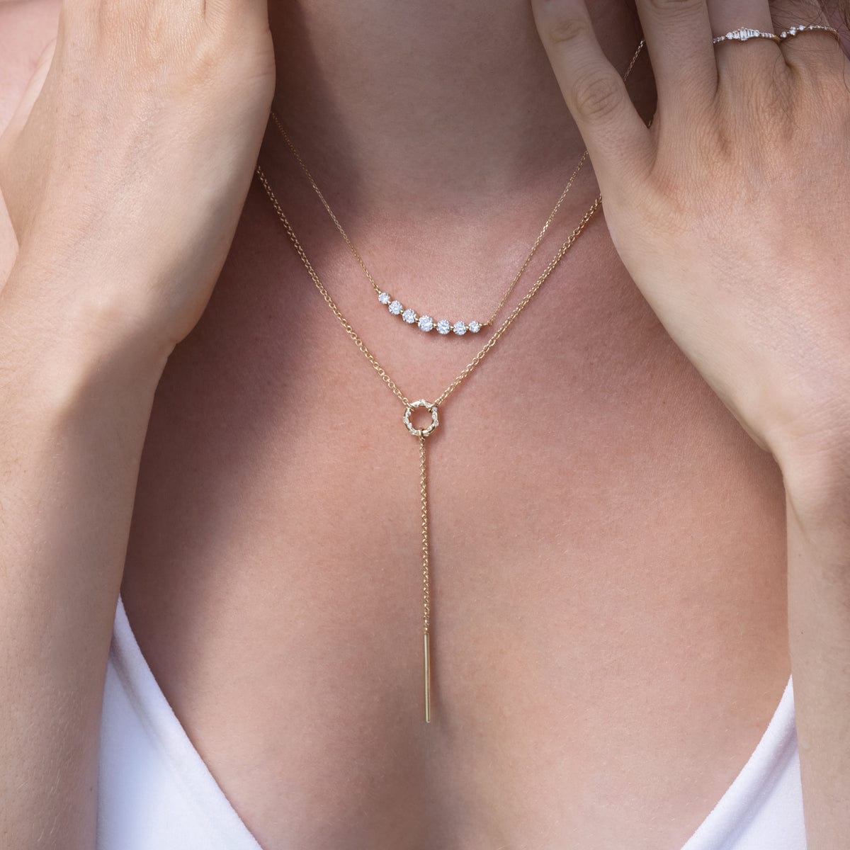 Starry Diamond Lariat Necklace - Elegant 18K Gold Plated Layering Necklace for Women | Perfect for Date Night, Weddings & Special Occasions