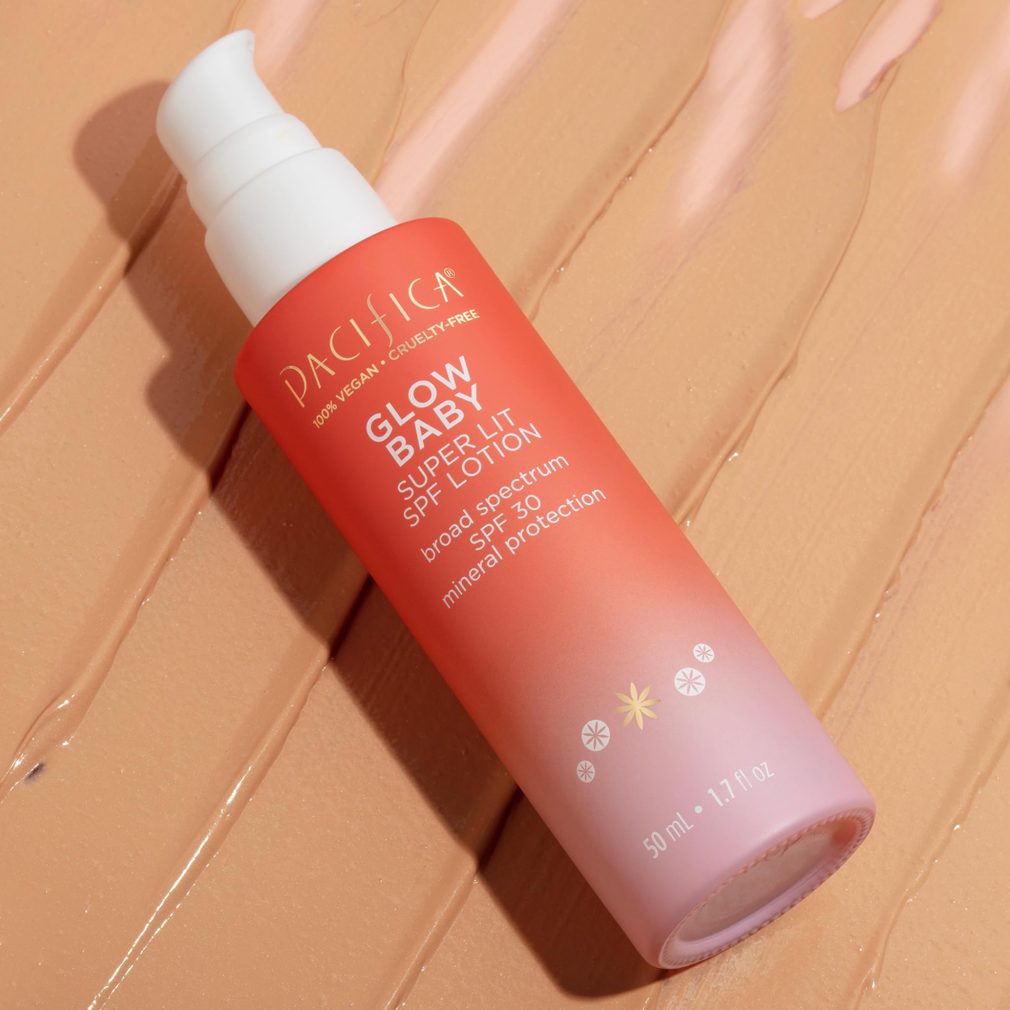 Pacifica Beauty Glow Baby Super Lit SPF 30 Tinted Moisturizer - Broad Spectrum Mineral Sunscreen with Zinc Oxide for UVA/UVB Protection - Vegan Face Lotion for Daily Skincare - 1.7 fl oz (1 Count) | Perfect for Beach Days, Outdoor Activities & Everyday Sun Protection
