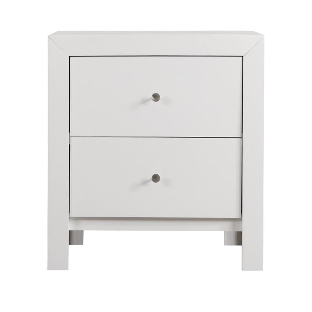 Glory Furniture Burlington 2-Drawer Nightstand - White Wooden Bedside Table for Bedroom, Living Room & Guest Room Storage
