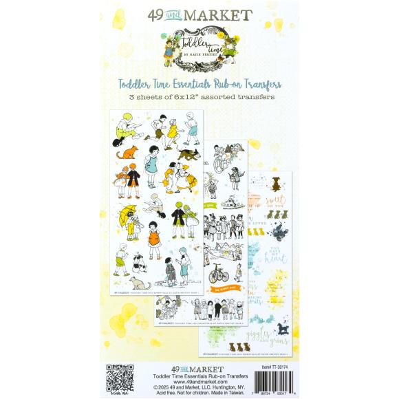 49 & Market Essentials Rub On Transfers - Toddler Time Scrapbooking Decals for Baby Albums & DIY Crafts - Perfect for Memory Books, Nursery Decor & Kids Art Projects