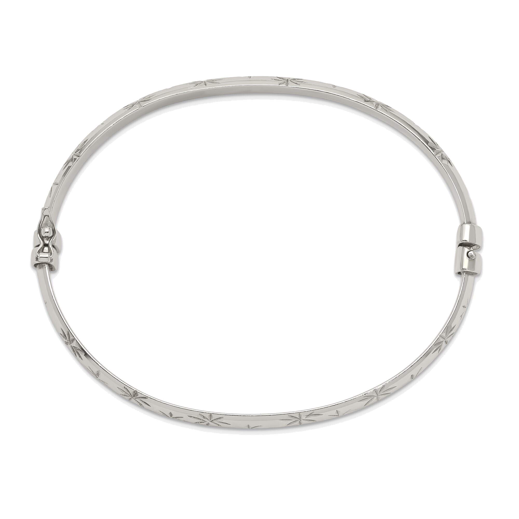 Bonyak Jewelry Sterling Silver Diamond-Cut 6mm Bangle Bracelet & 4mm Hoop Earrings Set for Women - Elegant Gift for Birthday, Anniversary & Special Occasions