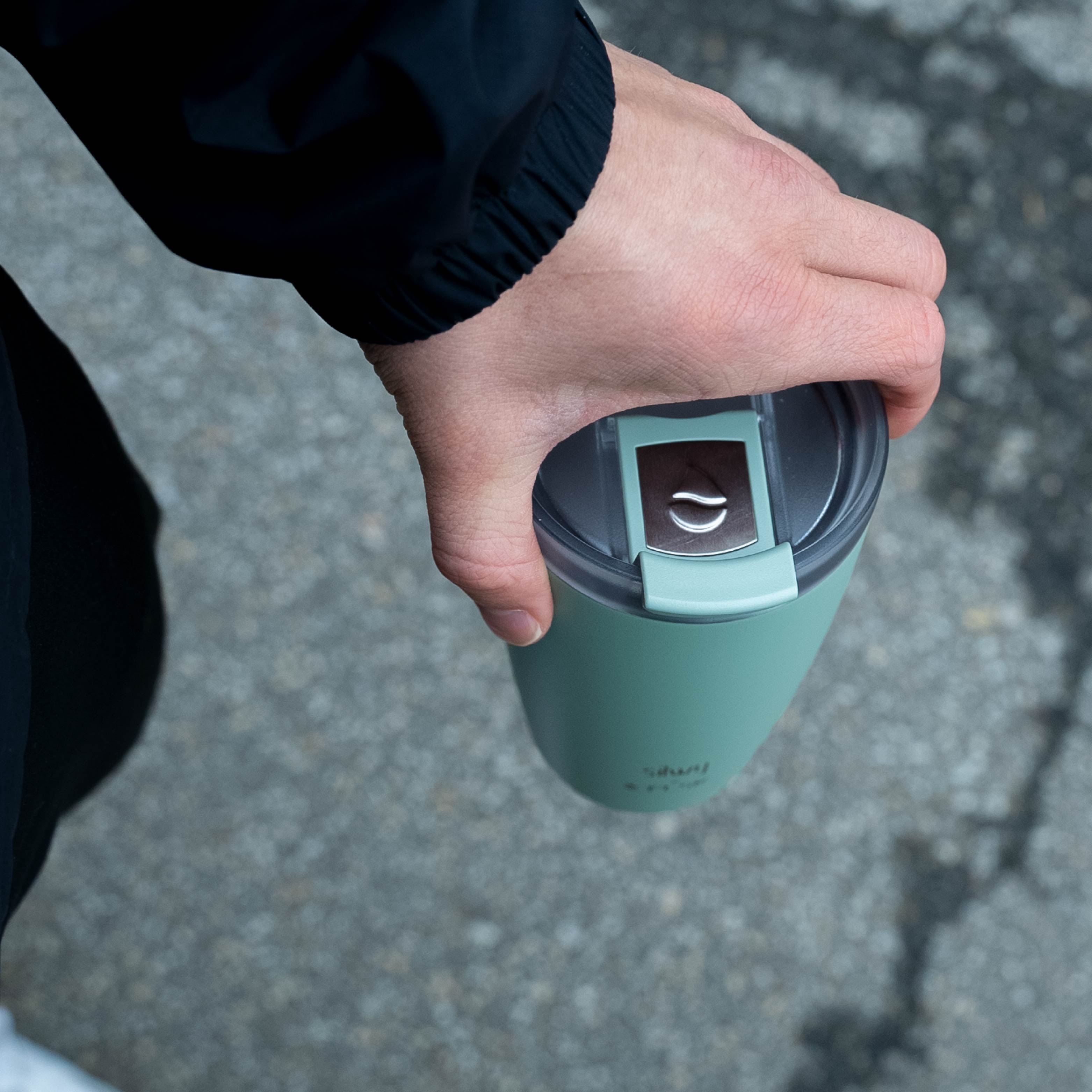 Sage Magnetic Travel Mug - Insulated Stainless Steel Thermos for Coffee & Tea - Perfect for Office, Commuting & Outdoor Activities