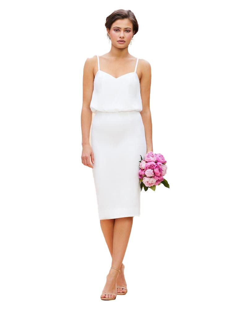 Dress the Population Women's Alondra Blouson Tank Pencil Skirt Midi Dress - Elegant Bodycon Office & Cocktail Party Outfit for Women