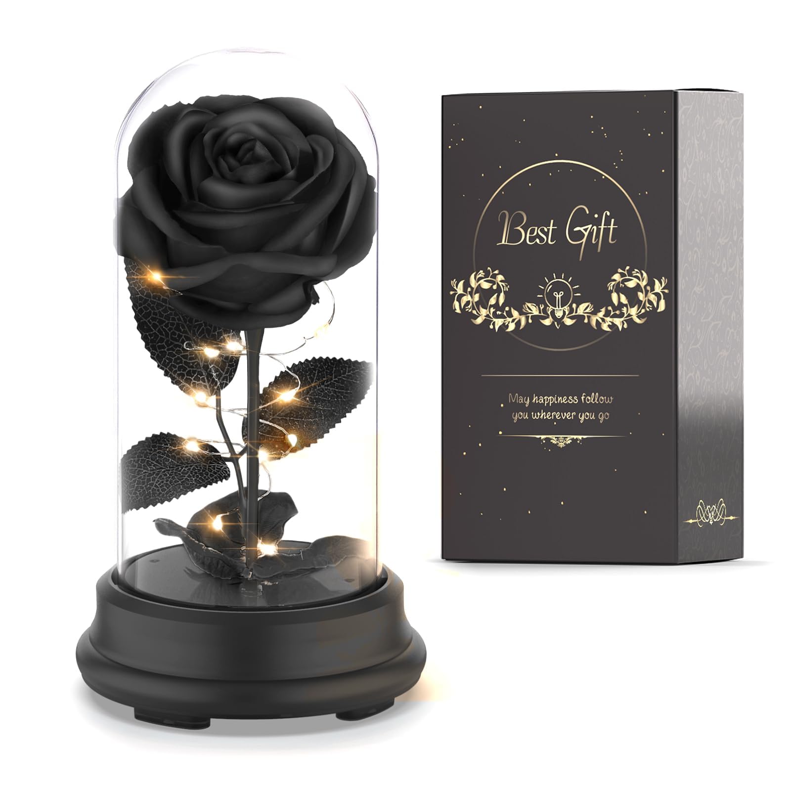 Forever Preserved Black Rose - Eternal Flower Gift for Women, Valentine's Day, Mother's Day, Christmas & Anniversary - Perfect Romantic Present for Her, Home Decor & Special Occasions