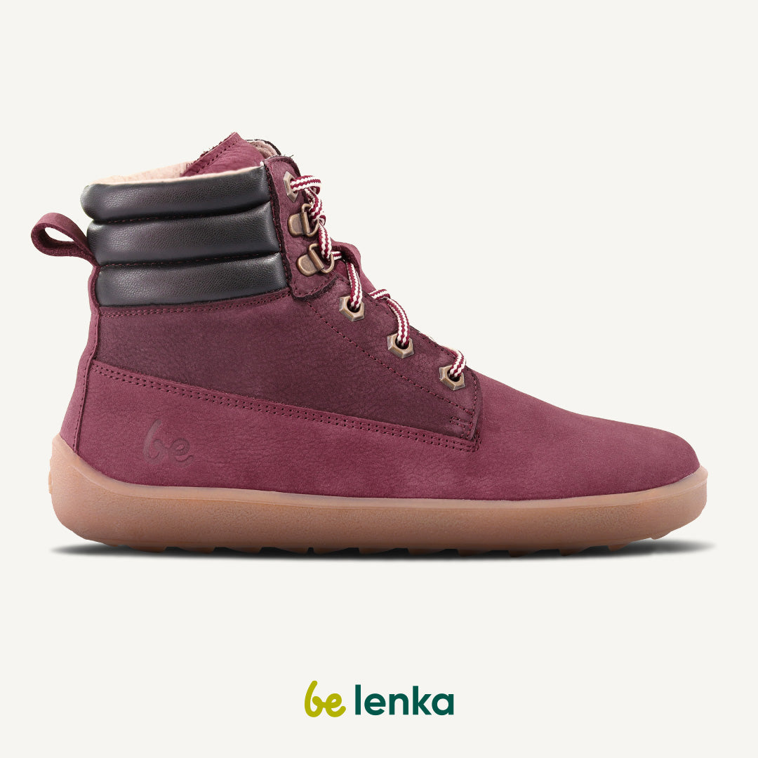 Barefoot Boots for Women - Be Lenka Nevada Neo Burgundy Minimalist Shoes | Comfortable & Lightweight for Walking, Hiking & Everyday Wear